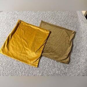 Set of 2 Velvet Throw Pillow Covers – Mustard Gold & Warm Taupe